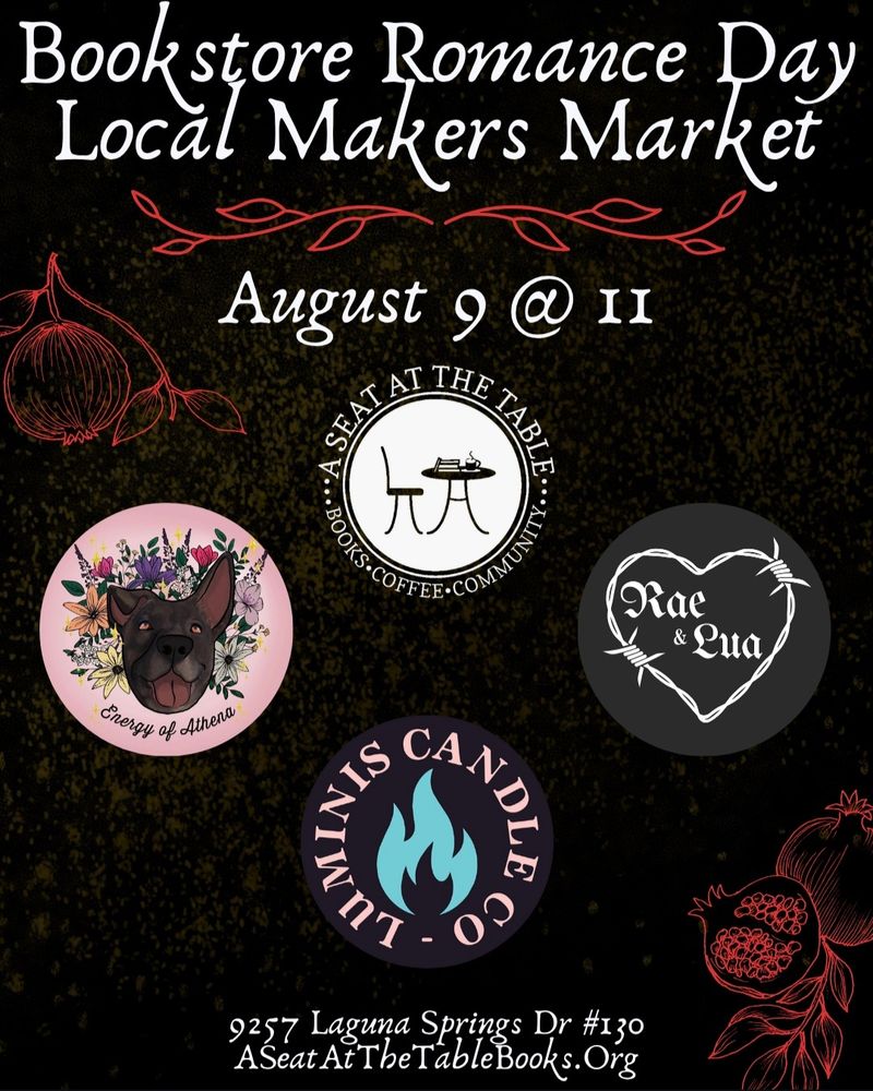 Local Makers Market
11 am August 9th
A Seat At The Table Bookstore