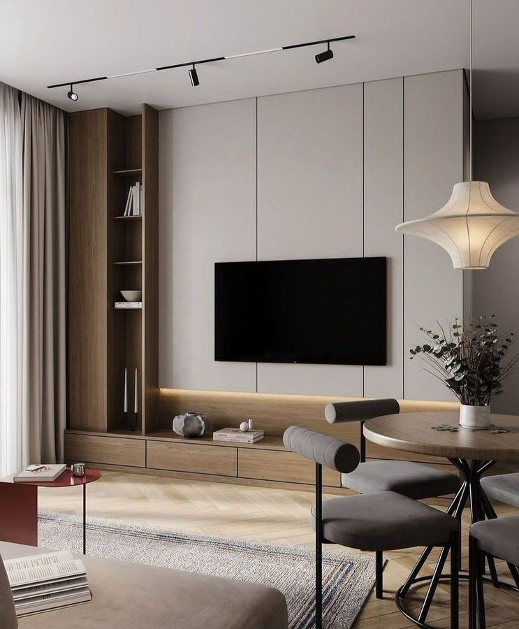 Interior decor with clean lines and wood accents. 