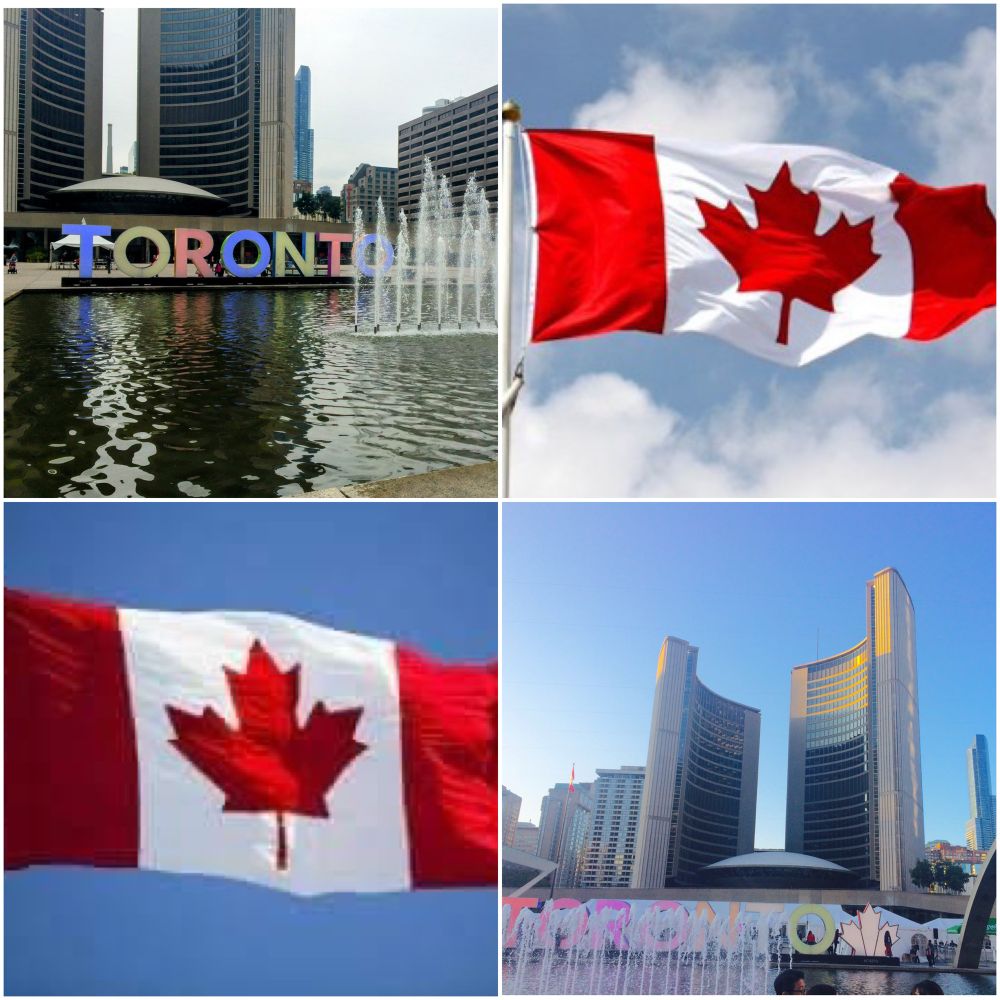 Canadian flag. Nathan Philips Square, Toronto. 
