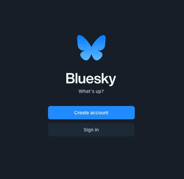 Screenshot of Bluesky "Create new account" app on web. From Settings > Add account