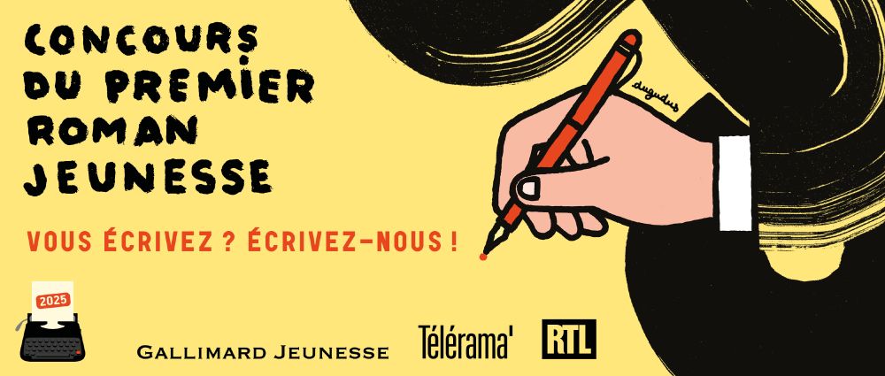 Affiche du Cooncours du Premier Roman Jeunesse / Gallimard Jeunesse / Telerama et RTL