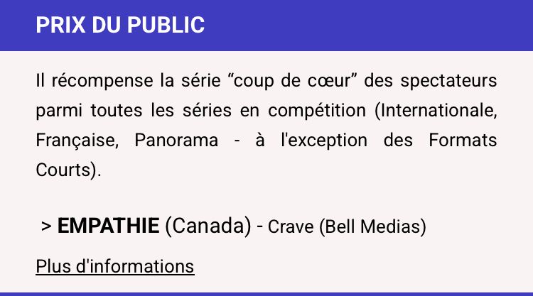 Palmarès du festival séries mania 