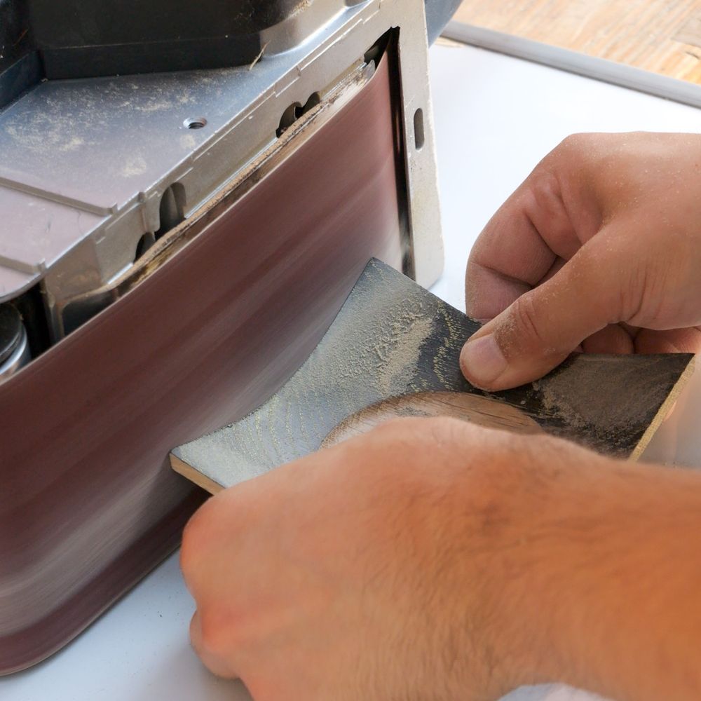 Sanding the outer rim.