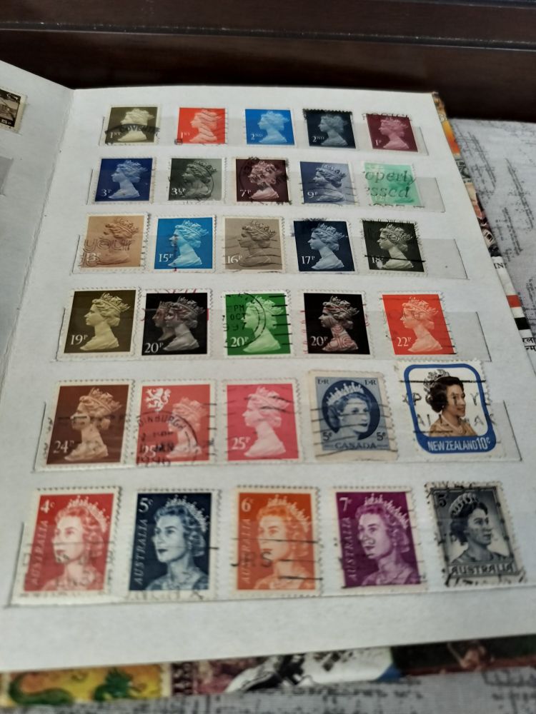 Postage stamps featuring the bust of Queen Elizabeth II.