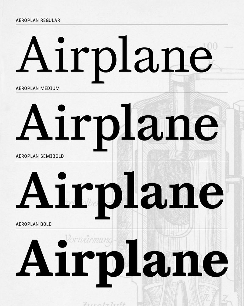 Examples of Aeroplan’s text weights from regular to bold.