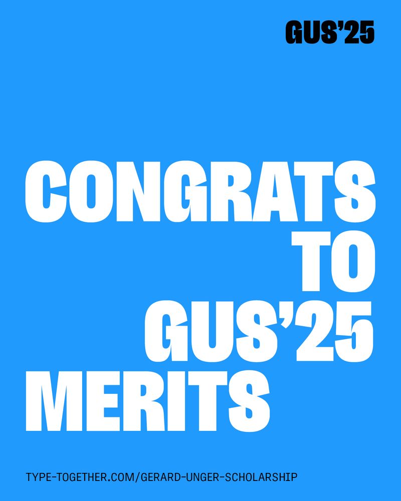 Congratulations to the merit winners in the 2025 Gerard Unger Scholarship: Aksan by Yaprak Buse Çağlar, Manik by Arnab Chakraborty, Venusville by Lee Qiu Wen, and Zofia by Agnieszka Drozd.