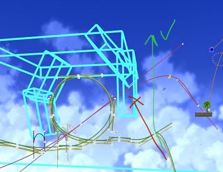 Showcase of the death areas and the paths that could be taken if accelerate is held or let go