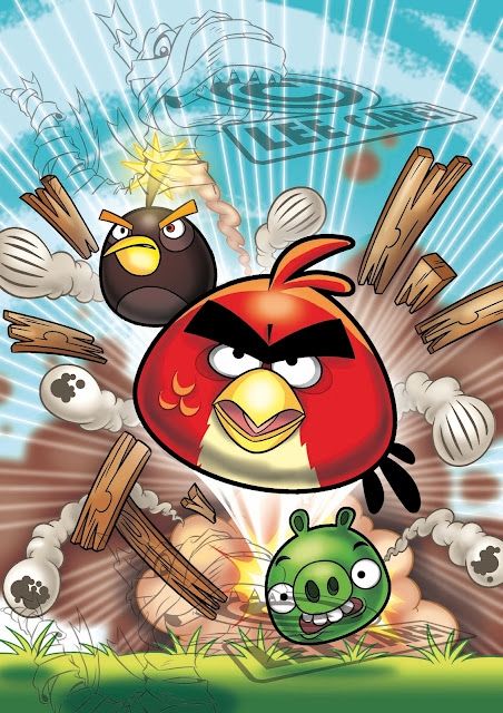 What appears to be cover art, featuring traced artwork of Red, Bomb and a Minion Pig, with the latter two being their classic designs as opposed to being taken from Miguel Moreno's early art or an animation like the rest of the traced art in the comic.