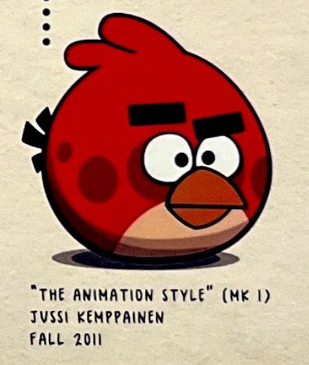 A image of Red featuring his "Wonderful Pistachios" advert rig. Which was internally referred to as "THE ANIMATION STYLE" (MK 1) by Rovio, according to Hatching a Universe.