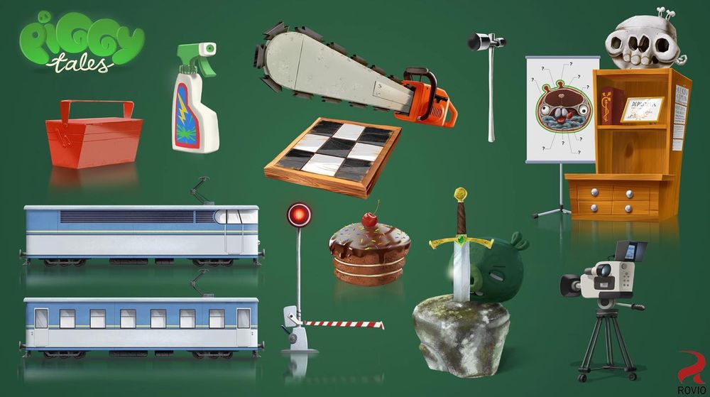 A props sheet made for the show at the time by César Chevalier. Featuring that earlier pig model, implying it was gonna be the final design in the show originally, instead of an early test model.