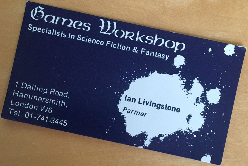 A business card for Games Workshop partner Ian Livingstone from the early 1980s. 