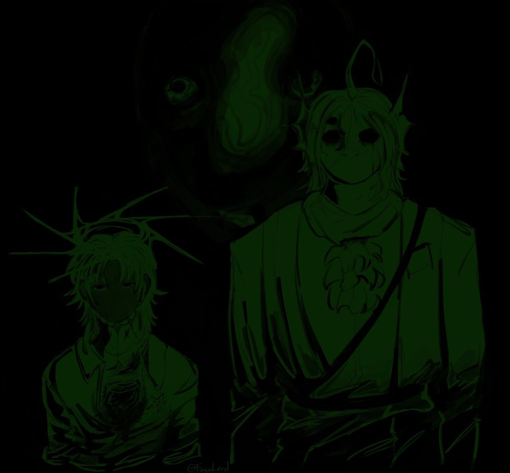 Deceased 'Sinbad' and Sebastian side by side. Mr. Lopee's face is present behind them.