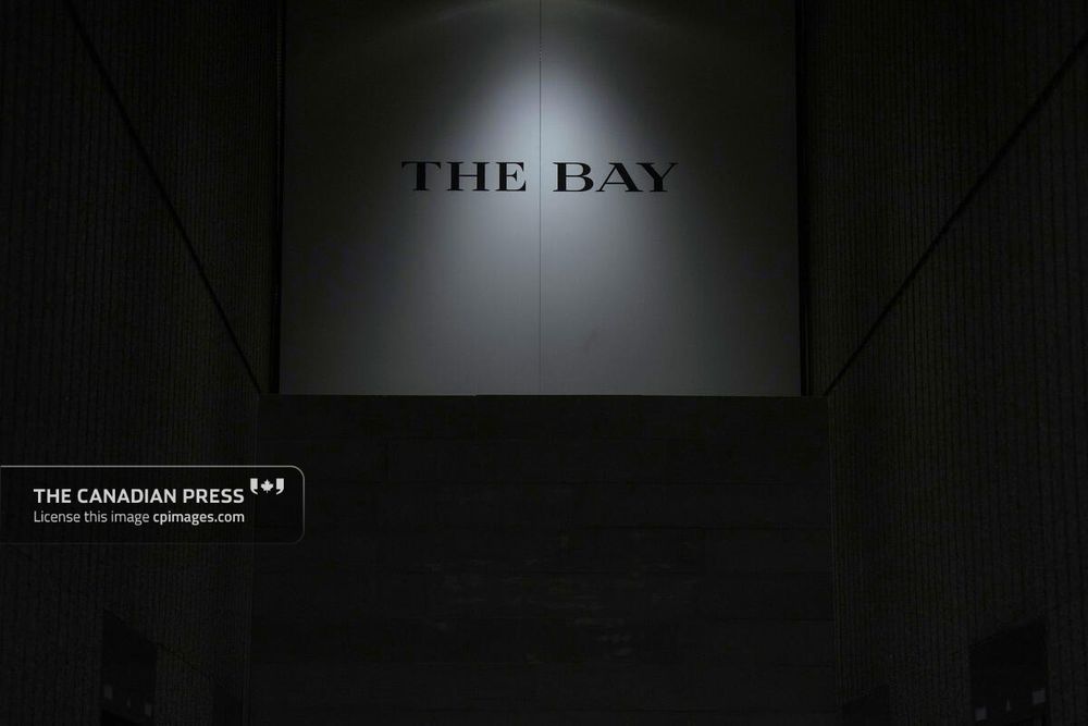 Branding is seen at the Hudson's Bay store in Toronto on Monday, March 10, 2025. THE CANADIAN PRESS/Chris Young