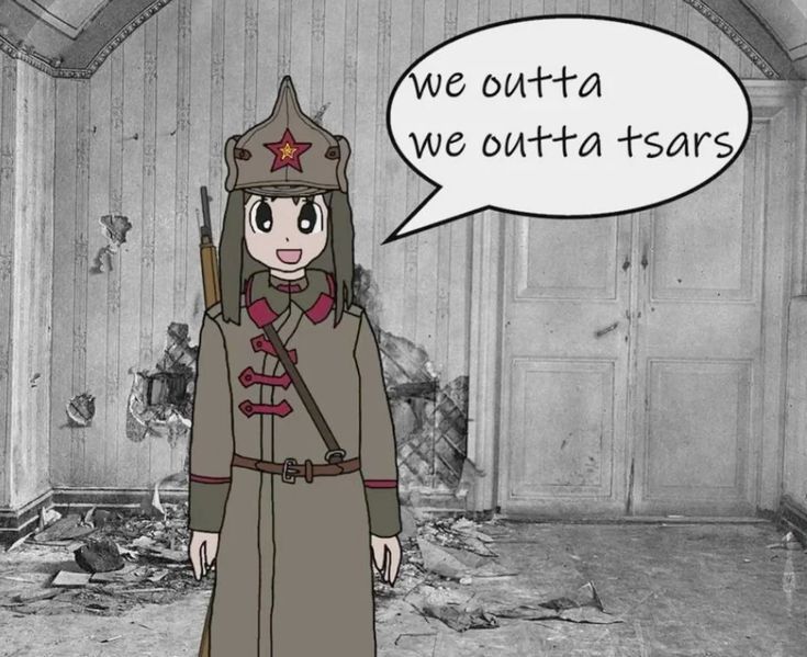 осака в форме красноармейца говорит "we outta we outta tsars"