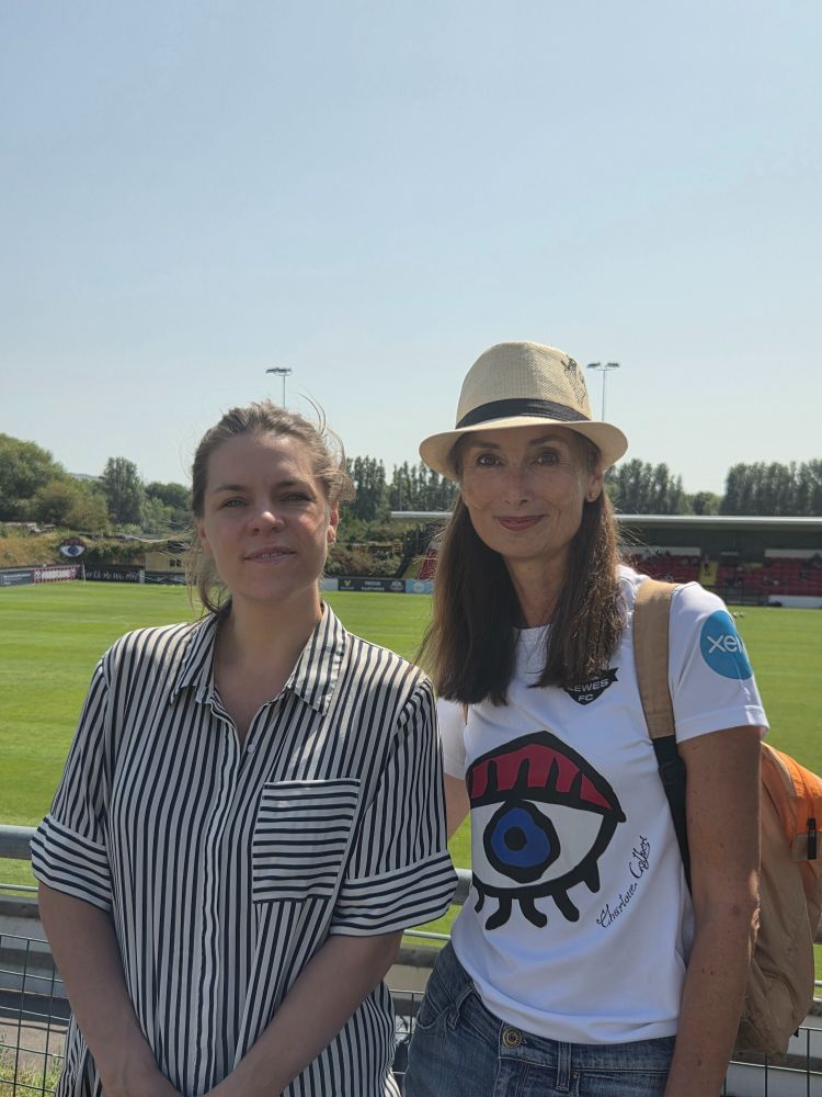 Karen Dobres, former director at Lewes FC, author of Pitch Invasion, advocate for equality in football with Fawcett CEO, Penny East.