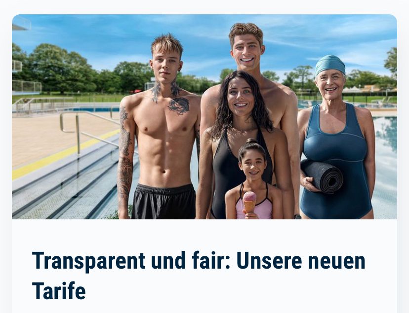 AI generated image that looks weirdly distorted and fake of bathers lining up in front of all a swimming pool 