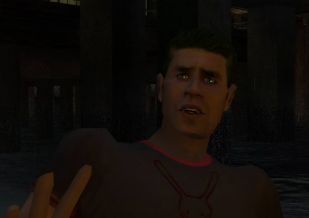 scared guy at beach in santa monica in pc game vampire bloodlines masquerade