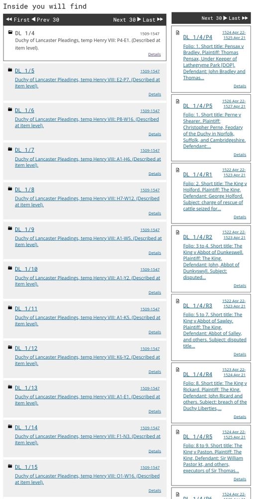 Catalogue descriptions for DL 1 after the update.