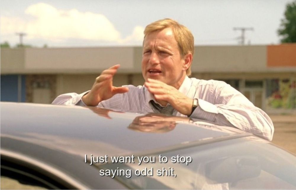 the "I just want you to stop saying odd shit" meme 
