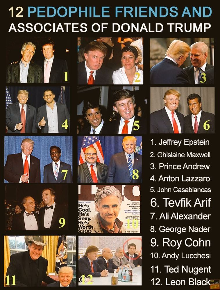 An image of the sexual predators/pedophile who are friends and associates of Donald Trump. 