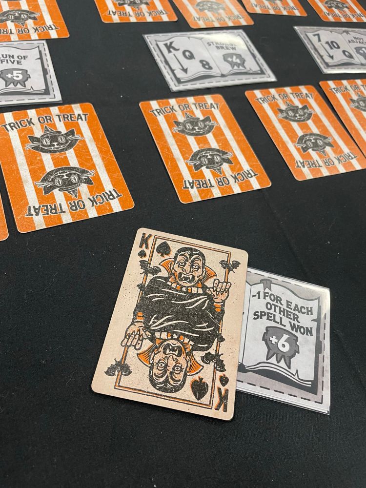 Prototype of Boil and Bubble from Deck Hand Games using the Trick or Trick Playing card deck by KWP 