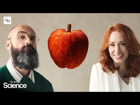 The Rest is Science with Michael Stevens (aka Vsauce) and Hannah Fry and an apple between them