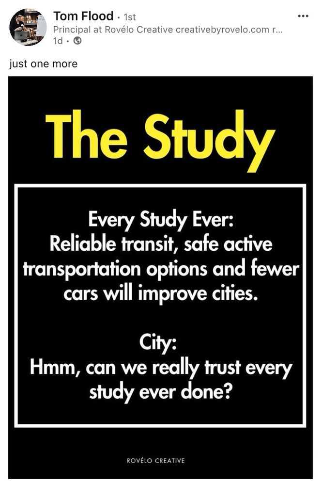 Tackling congestion in #TOpoli needs the relevant levels of government & our elected reps to flex their #PoliticalWill & speak honestly to their constituents that are drivers. Investing in bikes lanes, creating space for public transport doesn’t cause traffic. Your singe occupy vehicle does.
