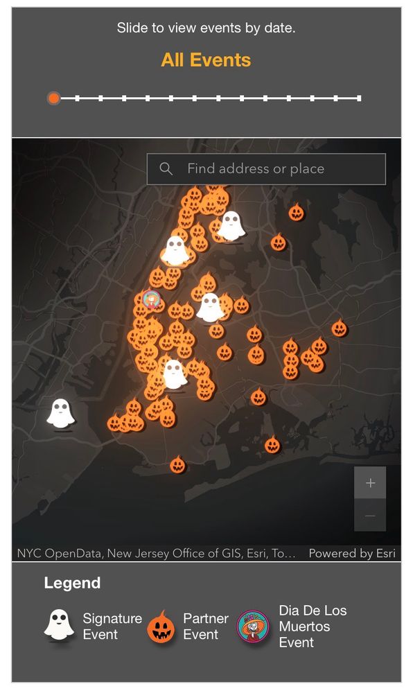 Map of all the Trick or Street events in NYC