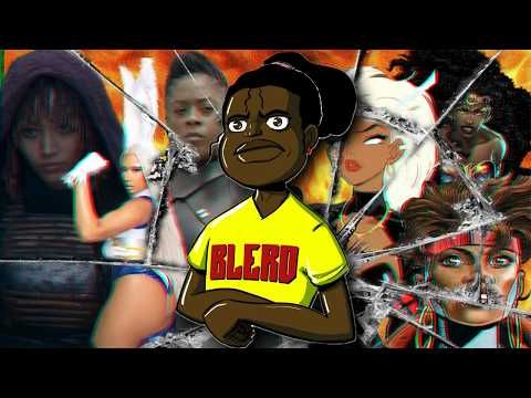Image of Black female characters from film and tv behind a shattered screen 