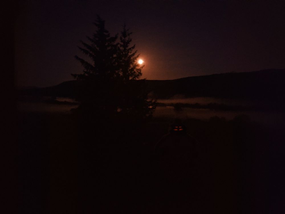 Photograph of a full moon over Northern Scotland. In the distance, river fog is beginning to form. The photograph has been drawn over with Stolas' demon form.

Prince Stolas Helluva Boss hellaverse goetia halloween spooky creepy scary dark