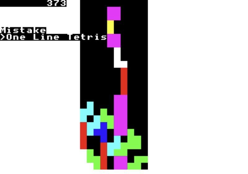 BBC basic running one line Tetris 