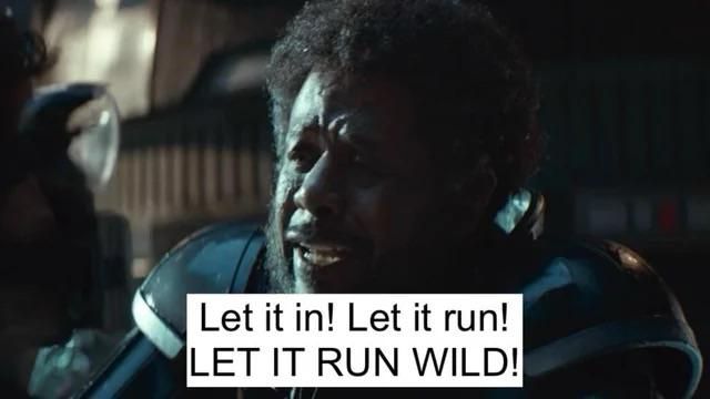 Forest Whitaker as Saw Gerrera: “Let it in! Let it run! LET IT RUN WILD!” (from “Andor”)