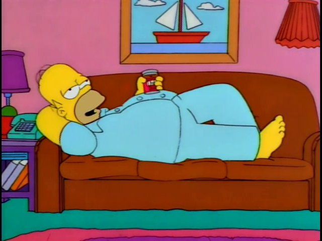 homer simpsons on the sofa