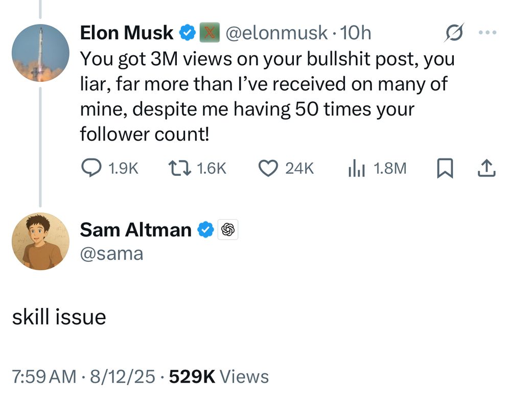 Elon clapping back at Sam 