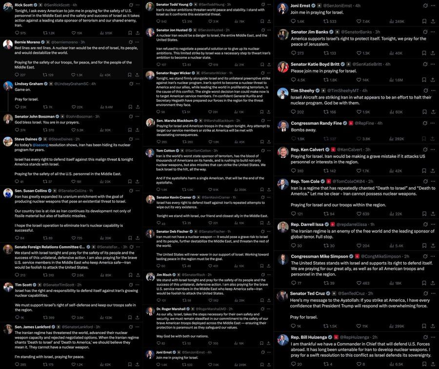 Dozens of lawmakers posting about Israel 
