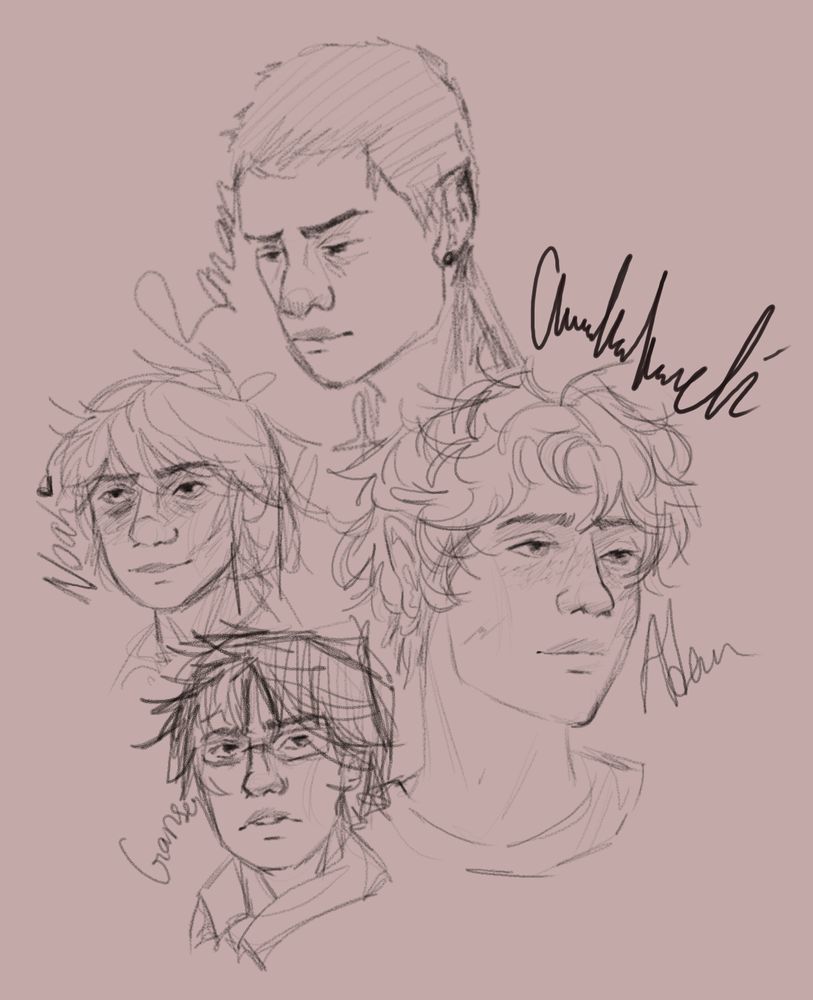 Sketches of The Raven Boys from the book series The Raven Cycle