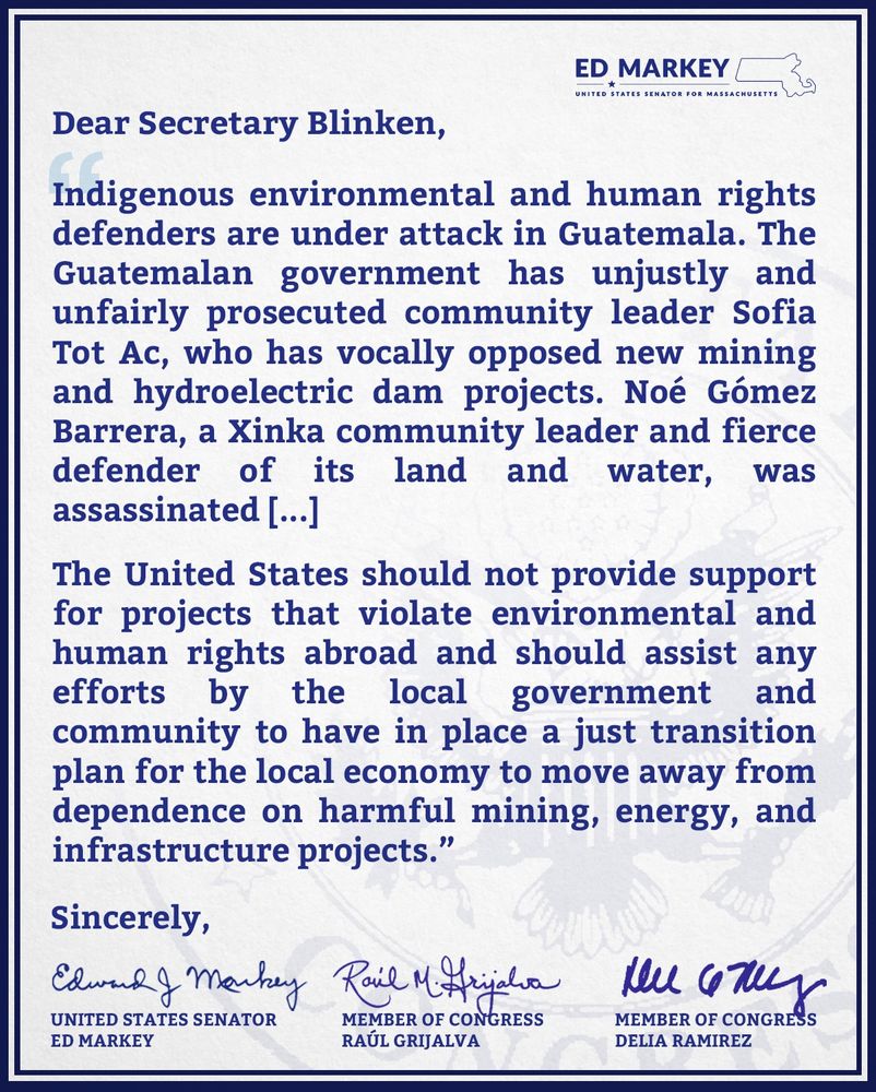 Letter addressed to Secretary Blinken. Full text linked in the reply.