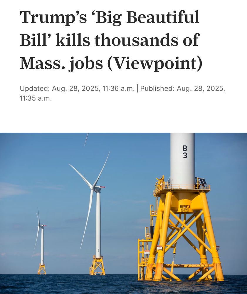 Screenshot of MassLive headline reading: Trump’s ‘Big Beautiful Bill’ kills thousands of Mass. jobs (Viewpoint)