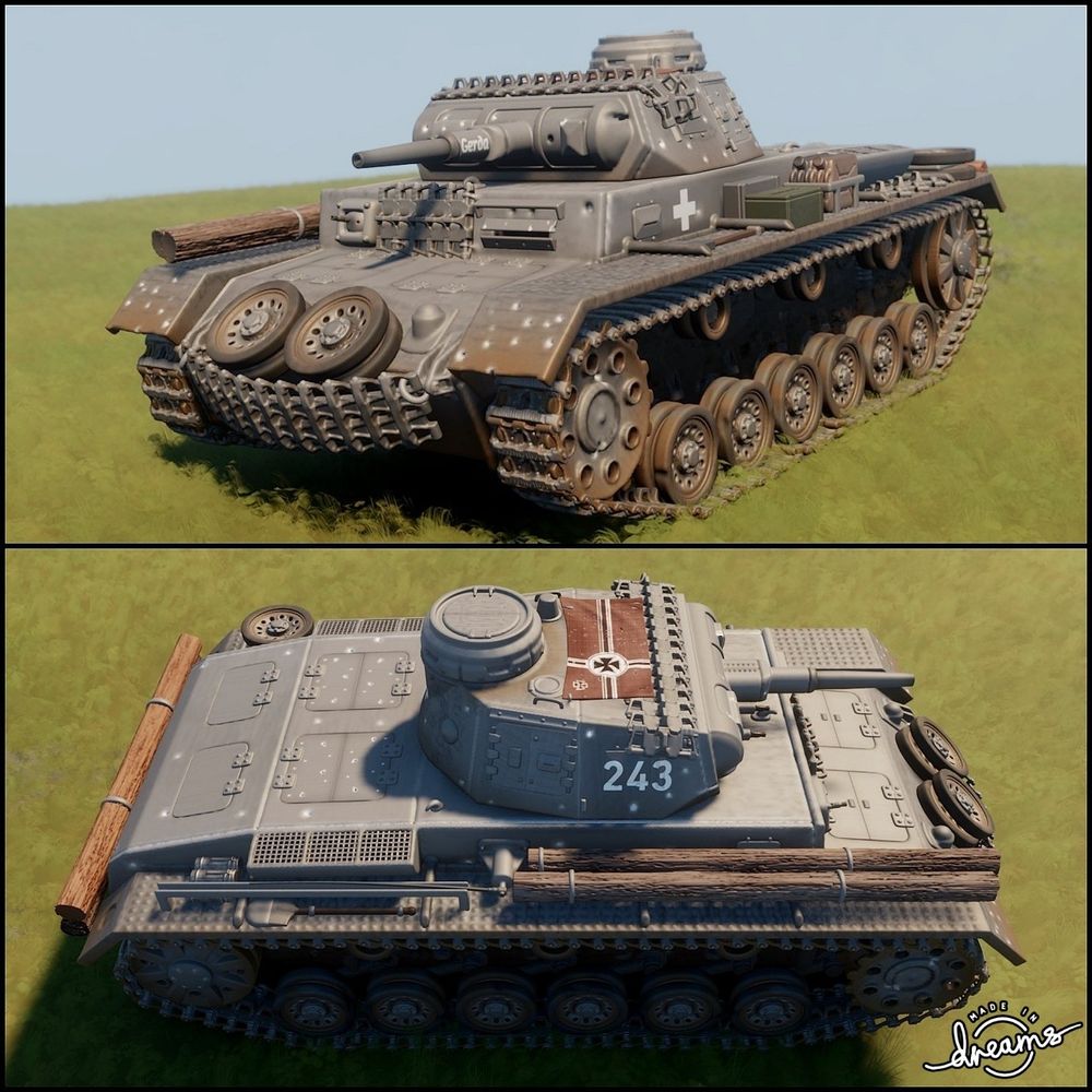 Collage of Panzer 3 Ausf E, fictional look based on a vehicle used in 1939