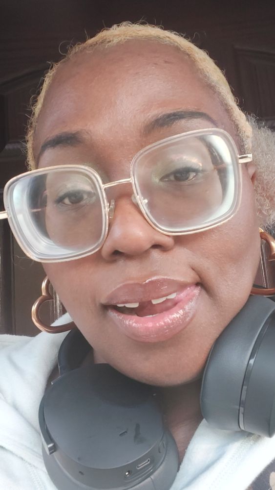 Me with blonde hair and the glasses that I broke.