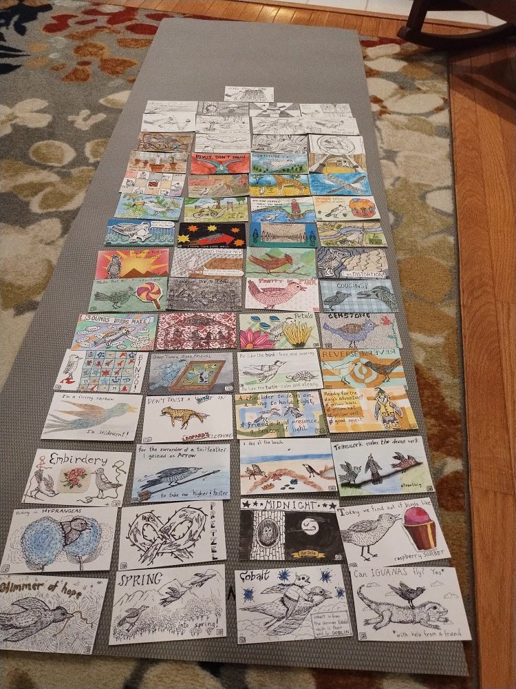 Photo of all 61 Index-Card-A-Day cards.