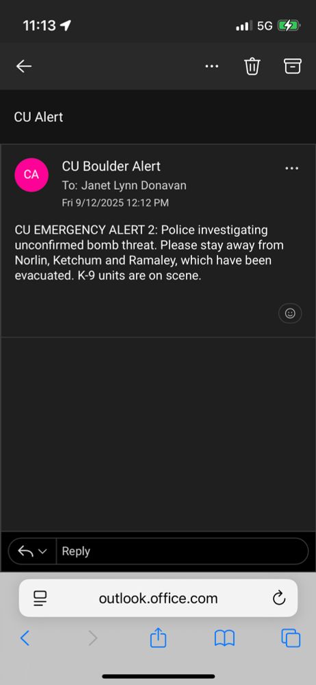 Police investigating bomb threat. Ketchum, Norlin, Ramely evacuated 