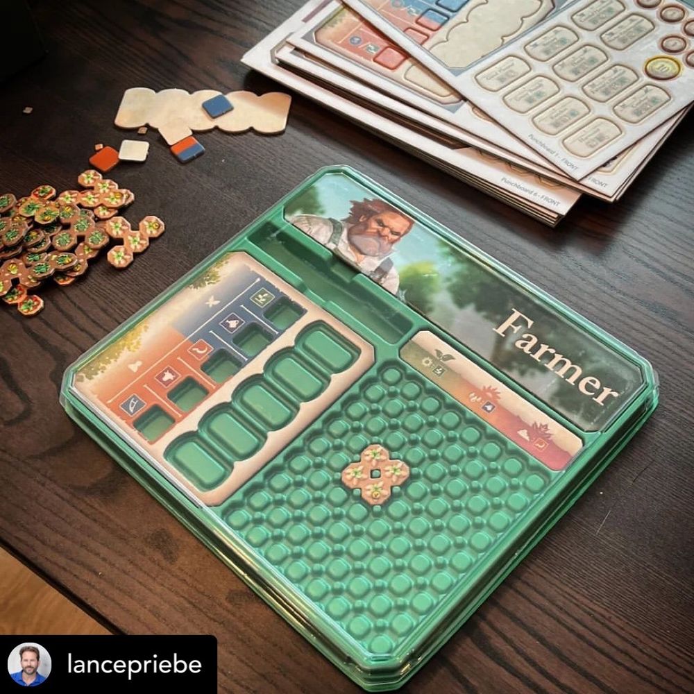 Player tableau for the farmer character with its polyomino mechanic.