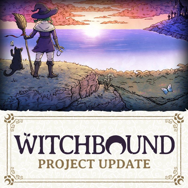 Witchbound Cover Bild mit Hexe Reni, die auf einen See blickt.