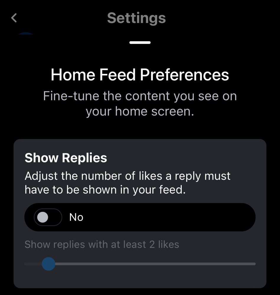 Screenshot from the Home Screen settings of Bluesky.