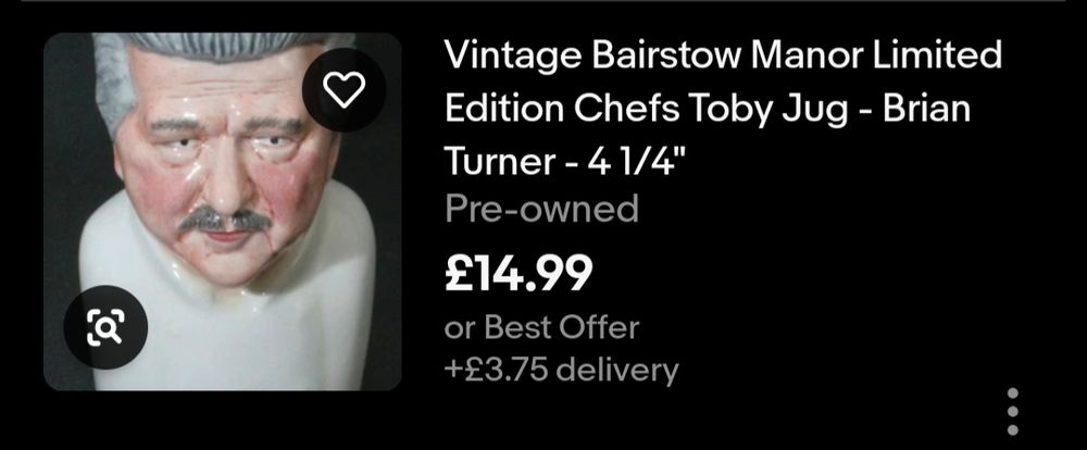 eBay listing for a Toby jug of TV chef Brian Turner.