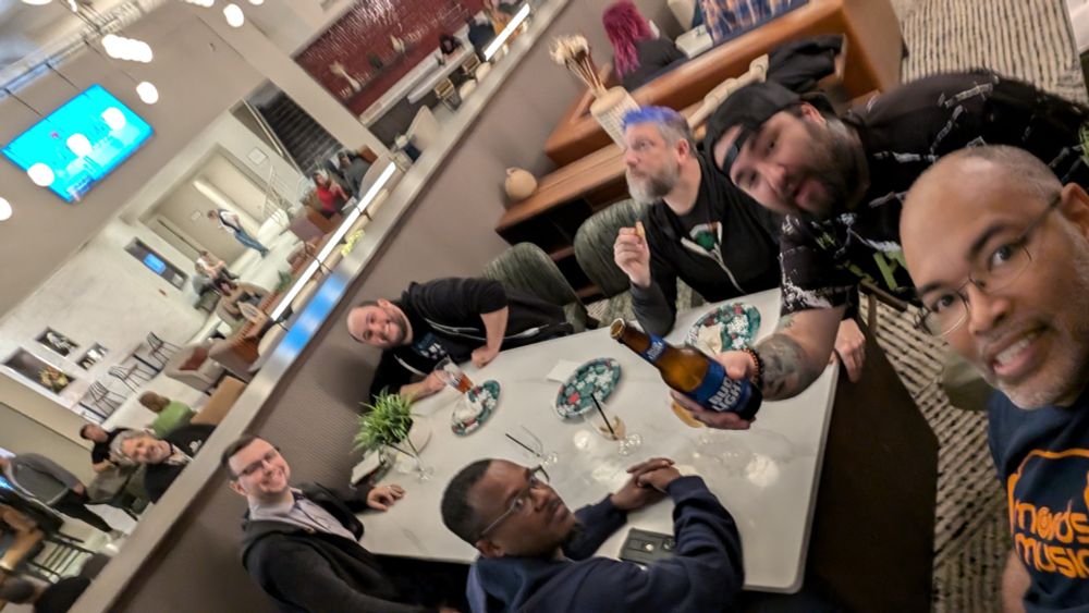 Me and some friends hanging out in the hotel lobby