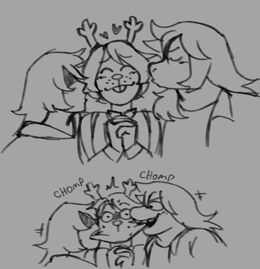 Kris and Susie inch in to give Noelle cheek kisses, but bite her instead