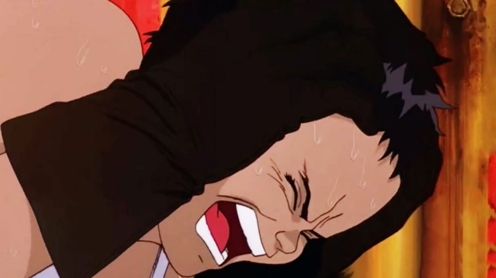 Still image from the Akira meme, which riffs on a scene in the film wherein internal voices torment the protagonist, who lashes out against them by saying "leave me alone!"