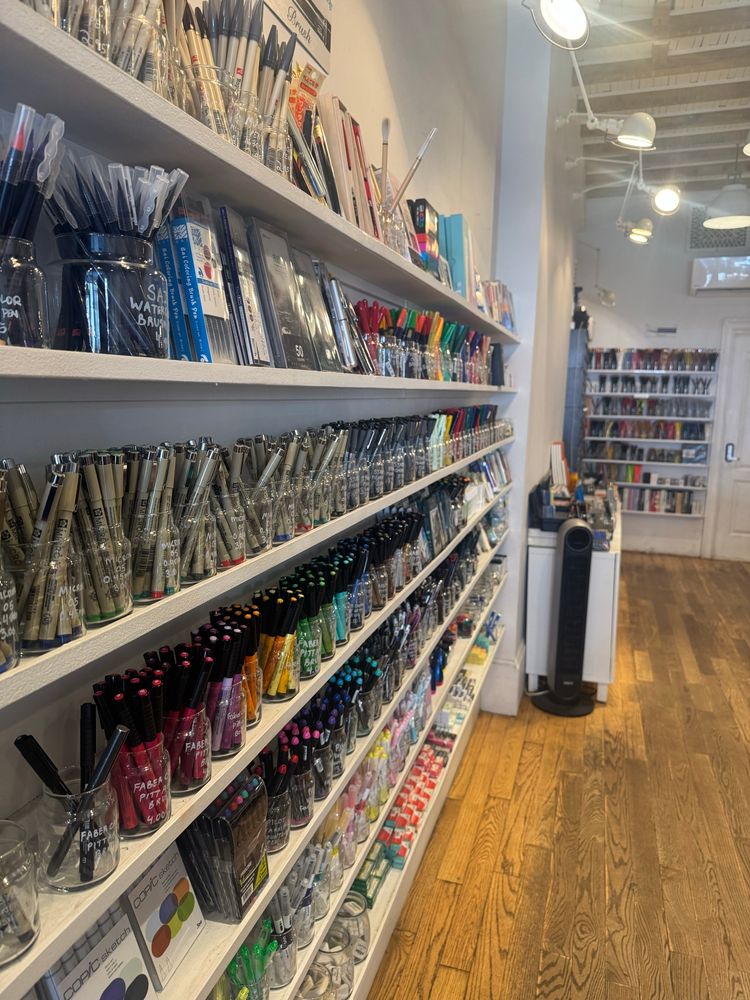 shelves of pens as far as the eye can see  